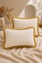 Gold Ruffle Pillowcase Set of 2 50X70 cm – with Cover, Without Zipper, Cream - 4