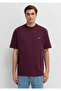 Logo Printed Claret Red Basic T-Shirt Loose Fit / Comfortable Cut 0612216-70434 - 3