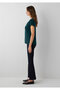 V-Neck Green Basic Viscose T-Shirt Regular Fit / Normal Cut 167714-71929 - 4