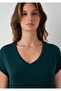V-Neck Green Basic Viscose T-Shirt Regular Fit / Normal Cut 167714-71929 - 6