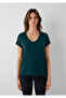 V-Neck Green Basic Viscose T-Shirt Regular Fit / Normal Cut 167714-71929 - 3