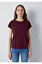 Crew Neck Claret Red Basic T-Shirt Regular Fit / Normal Cut 1614177-70422 - 3