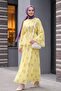 Spanish Sleeve Lined Belted Floral Patterned Skirt Chiffon Suit - Yellow