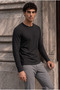 Ribera Regular Fit Cotton Lycra Ribbed Men's Sweatshirt - Black - 6