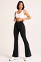 Women's Black High Waist Shaping / Sculpting Flared Sports Leggings Pants - Side Pockets Wave Fabric - 5