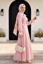 Removable Bolero Belted Lined Double Tulle Voile Dress -Powder - 4