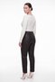 Women's Black Seasonal Faux Leather Trousers with Elastic Waist and Stone Accessory Detail - 4