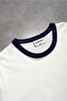 Essential Navy Blue Contrast Slim Fit White Men's T-Shirt - 6