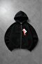 Black Boxy Crop Men's Jacket Zip Hoodie
