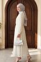Lined, Elastic Waist, Polka Dot Patterned Long Chiffon Dress -White - 5