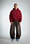 Burgundy Boxy Crop Men's Jacket Zip Hoodie - 5