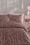 Fitted Sheet Bedding Set Double Size Violet Salmon