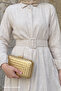 Shirt Collar Belted Plain Ecru Dress - 2