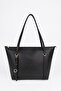 Women's Black Ring Charm Detailed Zippered Shoulder Bag En42 Size27 Sofia