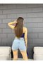 Women's High Waist Mini Cargo Pocket Detailed Denim Shorts - 3