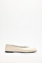 Ballet Flats 2516 - Toe-Loop Knot Detail Bone Women's Ballet Flats
