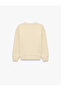 Cat Printed Long Sleeve Crew Neck Raised Sweatshirt - 4