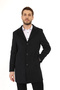 Cashmere Hooded Over-The-Knee Coat-Anthracite - 3