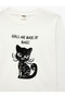 Cat Printed Sequined Short Sleeve Crew Neck Cotton T-Shirt - 7