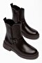 Biore Women's Brown Shiny Skin Buckle Elastic Boots