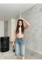 Women's High Waist Below Knee Baggy Bermuda Shorts Denim - 8
