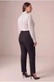 Elastic Waist Leg Mini Slit Large Size Black Fabric Trousers - 2