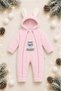 Sweet Rabbit Embroidered Welsoft Plush Hooded Zippered Winter Unisex Baby Romper - 6