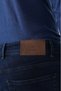 Navy Blue Cotton Denim Washed Jean Trousers with Pockets - 6