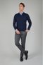 Navy Blue Wool Buttoned Polo Collar Knitwear - 5