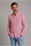 Red Regular Fit Cotton Linen Long Pasha Collar Shirt