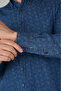 Navy Blue Modern Fit Cotton Denim Patterned Long Sleeve Shirt - 4