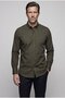 Khaki Regular Fit Cotton Pocketless Long Pasha Collar Shirt
