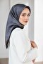 100% Twill Silk Scarf 90X90 Silver Baroque Patterned Hand Stitched Women's Scarf - 4