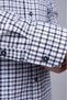 Black Modern Fit Cotton Pasha Collar Plaid Shirt - 4
