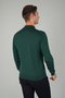 Green Regular Fit Wool Zippered Polo Collar Jacquard Knitwear - 2