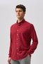Burgundy Regular Fit Cotton Pocketless Long Sleeve Shirt - 4