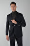 Black Wool Buttoned Comfort Woven Mono Collar Double Slit 6 Drop Blazer Jacket