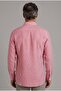 Red Regular Fit Cotton Linen Long Pasha Collar Shirt - 2