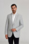 Gray Linen Polyester Buttoned Drop Double Slit Jacket