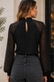 New Season Women's Long Sleeve Lace Detail Viscose Two Thread Stylish Blouse - 2
