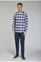 Navy Blue Modern Fit Cotton Pasha Collar Plaid Sport Shirt - 3