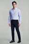 Blue Regular Fit Cotton Pocketless Shirt - 4