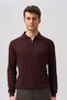 Studio Men's Polo Neck Zippered Knitwear Claret Red - 5