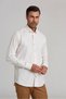 Ecru Regular Slim Fit Modern Cotton Buttoned Pascha Collar Sport Shirt - 4