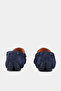 Navy Blue Leather Suede Loafer Shoes - 3