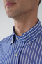 Navy Blue Regular Fit Cotton Linen Long Sleeve Shirt - 3