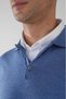 Indigo Wool Buttoned Polo Collar Knitwear - 3