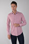 Red Regular Fit Cotton Pocketless Italian Collar Shirt