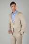 Beige Wool Buttoned Classic Woven Mono Collar Double Slit 6 Drop Suit - 3