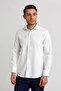 White Modern Fit Cotton Classic Half Italian Collar Shirt - 4